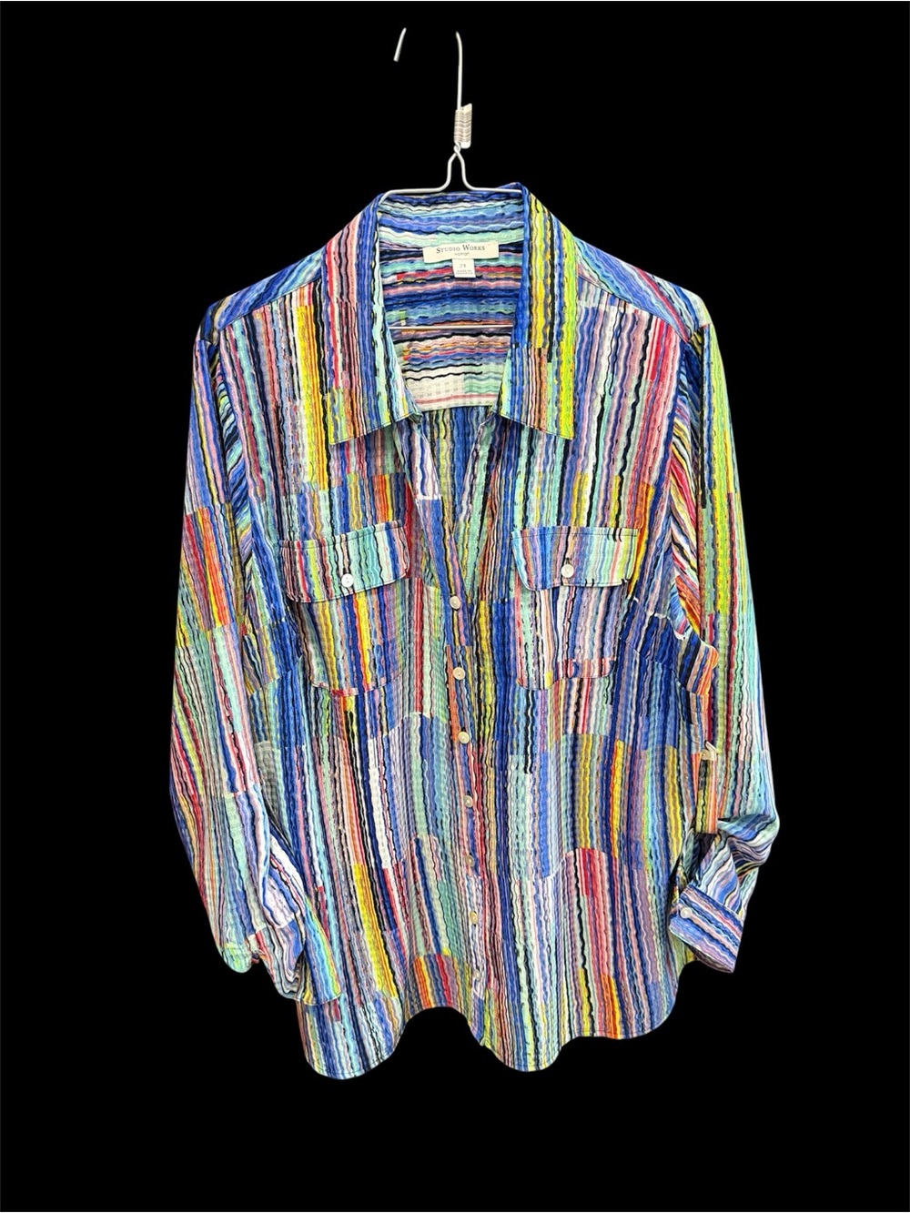 Colorful Striped Button-Up Shirt - Multicolor - Picture 2 of 2